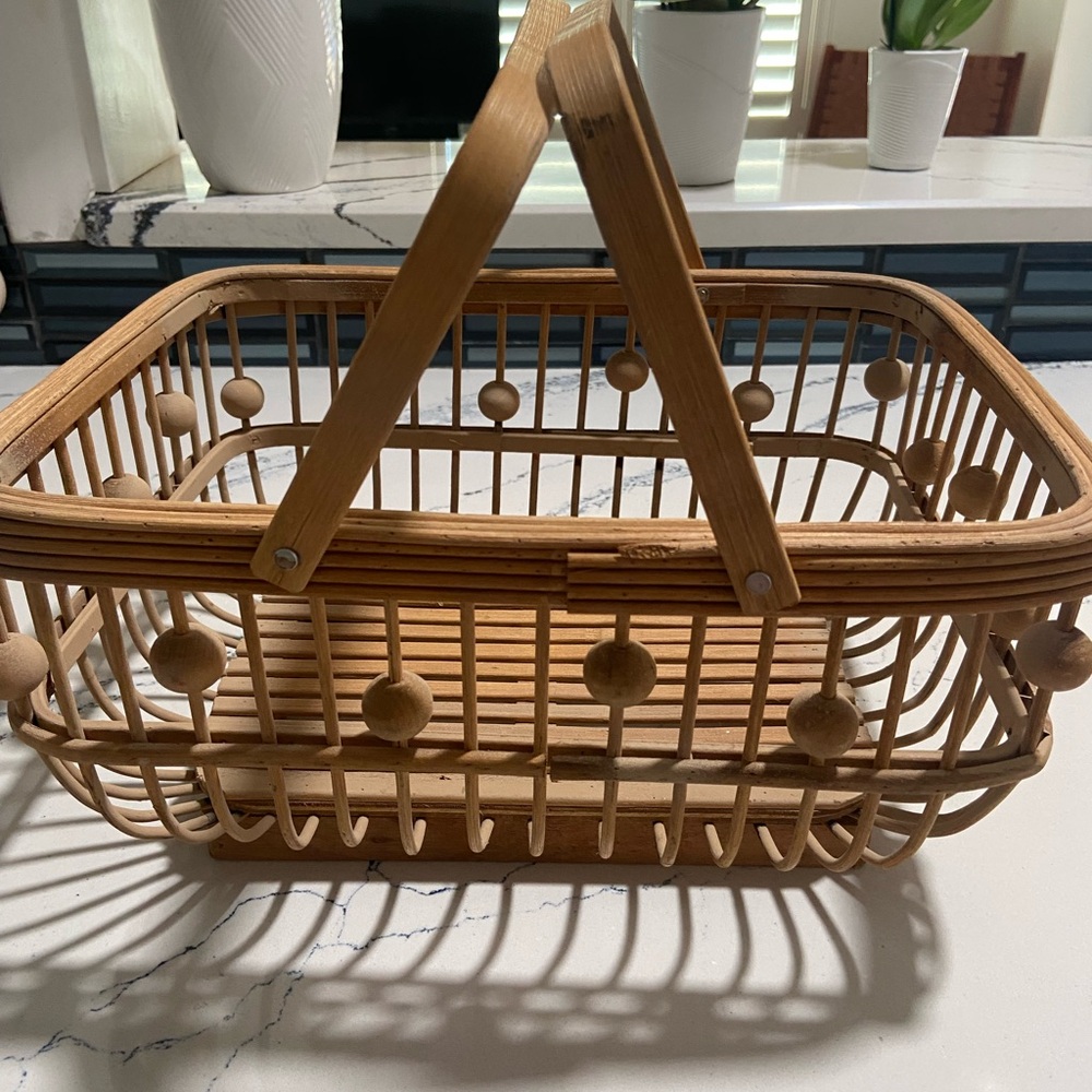 Sur La Table unique Wooden Basket with Handle